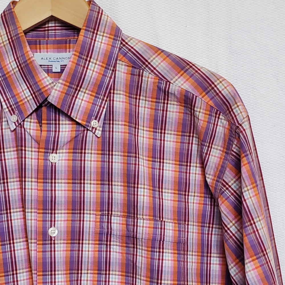 Alex Cannon Plaid Longsleeve Button Down Cotton Shirt Mens Large